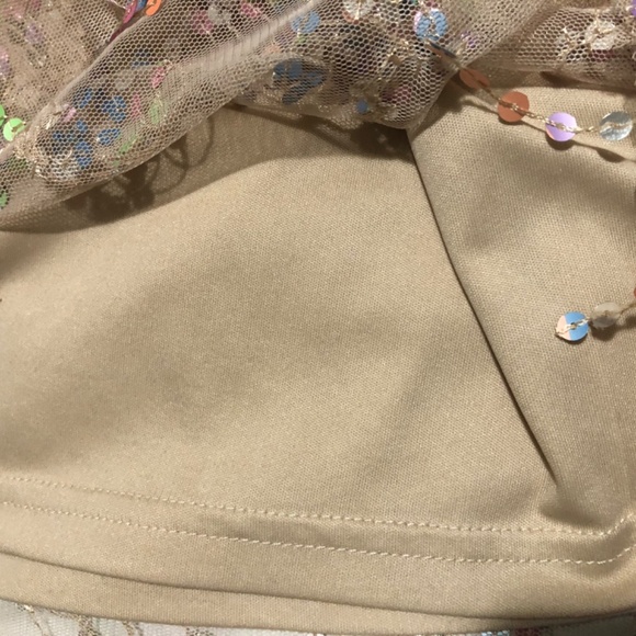 Shimmery holiday dress sleeveless nude tone with sequins size Med - Picture 3 of 4